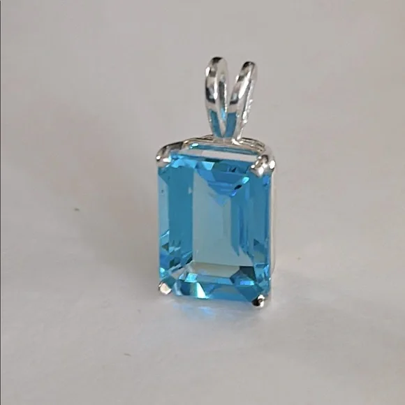 Blue Topaz Sterling Pendant - Picture 1 of 10